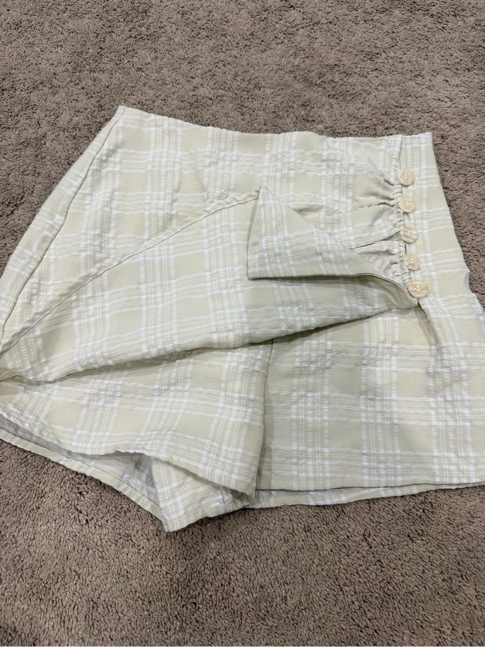 Forever 21 Plaid Mini Skort With Button Details, Size XS
